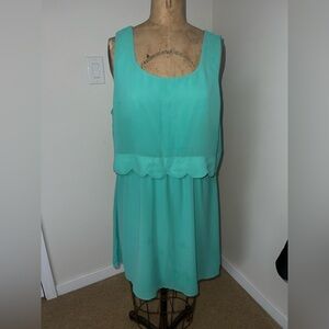 Charlotte Russe Mint Scallop-Edge Sleeveless Mini Dress